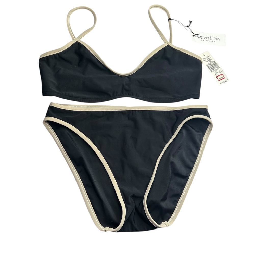 NWT new Calvin Klein Black Bikini Set w/ Cream Trim Y2K 2000s - Picture 6 of 6
